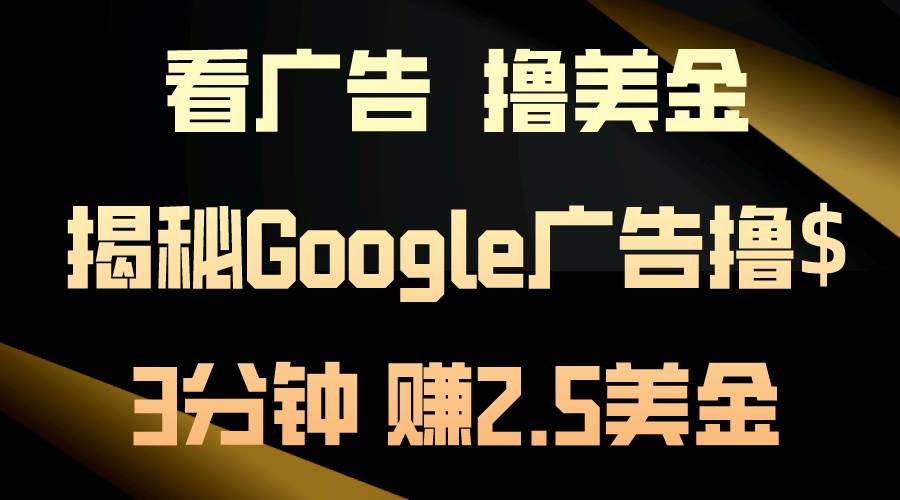 看广告，撸美金！3分钟赚2.5美金！日入200美金不是梦！揭秘Google广告…-爱省资源网