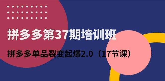 拼多多第37期培训班：拼多多单品裂变起爆2.0（17节课）-爱省资源网