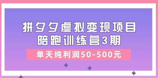 某收费培训《拼夕夕虚拟变现项目陪跑训练营3期》单天纯利润50-500元-爱省资源网