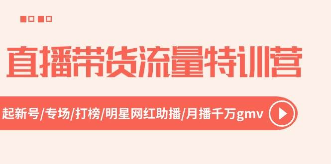 直播带货流量特训营，起新号-专场-打榜-明星网红助播 月播千万gmv（52节）-爱省资源网