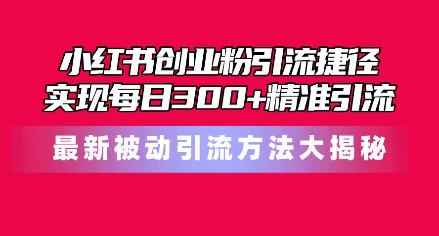 小红书创业粉引流捷径！最新被动引流方法大揭秘，实现每日300+精准引流-爱省资源网