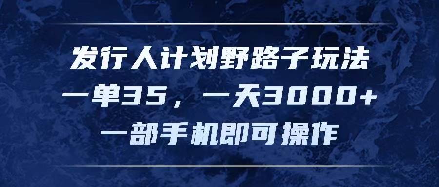 发行人计划野路子玩法，一单35，一天3000+，一部手机即可操作-爱省资源网