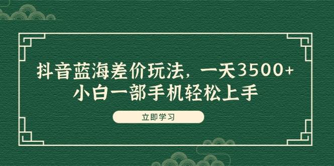 抖音蓝海差价玩法，一天3500+，小白一部手机轻松上手-爱省资源网