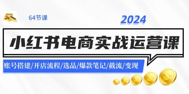2024小红书电商实战运营课：账号搭建/开店流程/选品/爆款笔记/截流/变现-爱省资源网