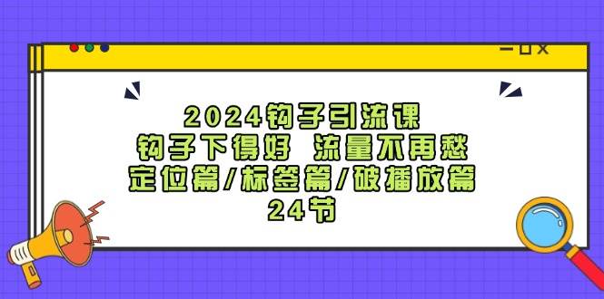 2024钩子·引流课：钩子下得好 流量不再愁，定位篇/标签篇/破播放篇/24节-爱省资源网