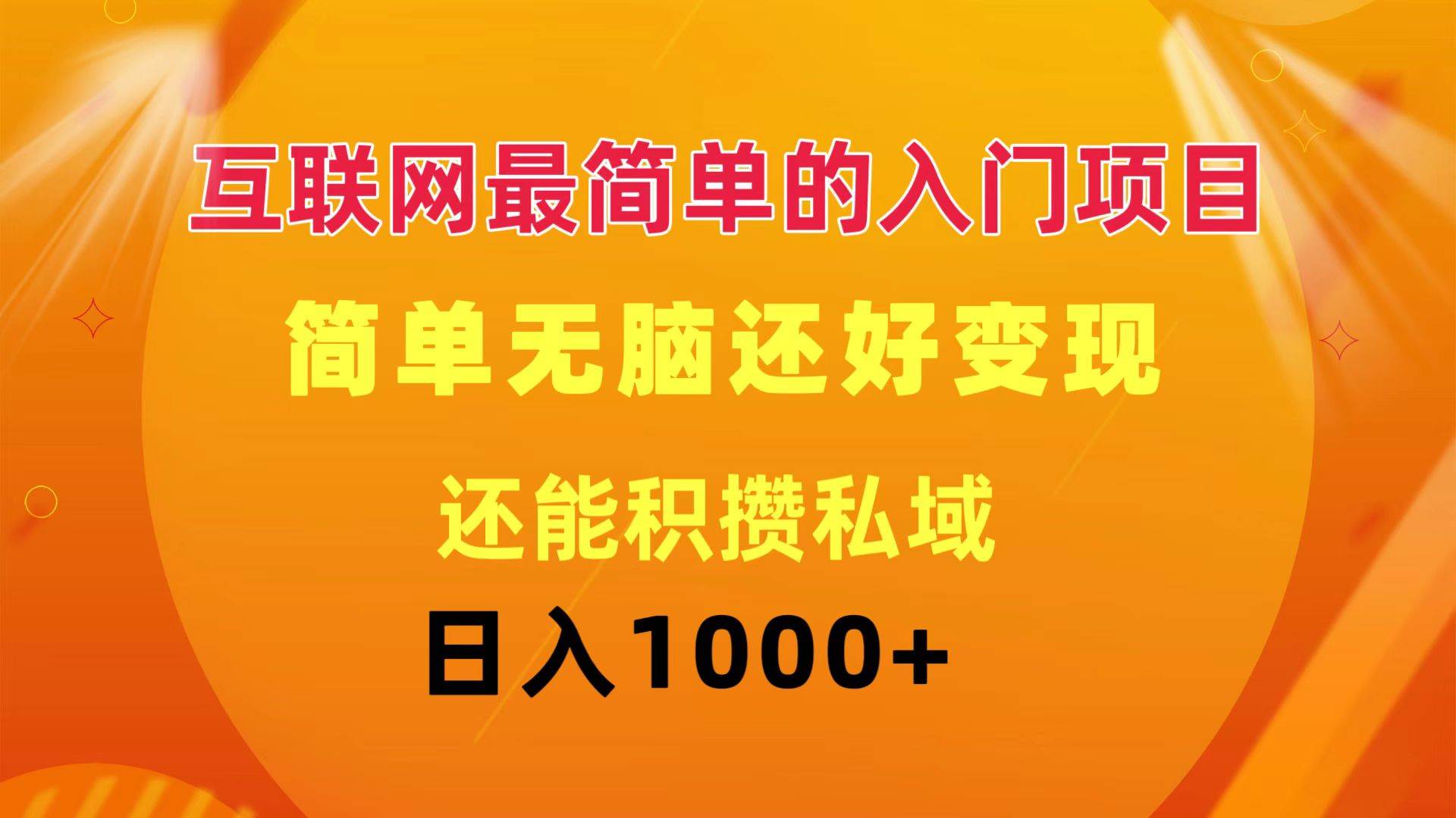 互联网最简单的入门项目：简单无脑变现还能积攒私域一天轻松1000+-爱省资源网