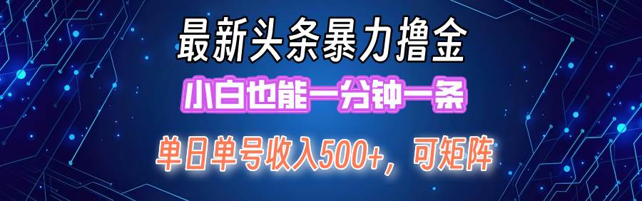 最新暴力头条掘金日入500+，矩阵操作日入2000+ ，小白也能轻松上手！-爱省资源网