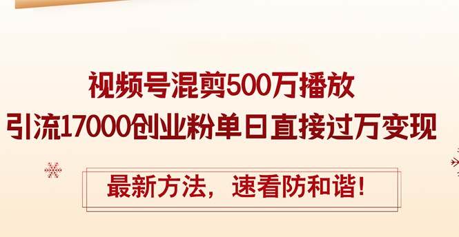 精华帖视频号混剪500万播放引流17000创业粉，单日直接过万变现，最新方…-爱省资源网