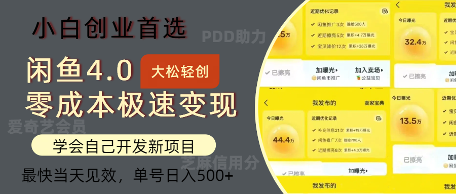闲鱼0成本极速变现项目，多种变现方式，单号日入500+最新玩法-爱省资源网