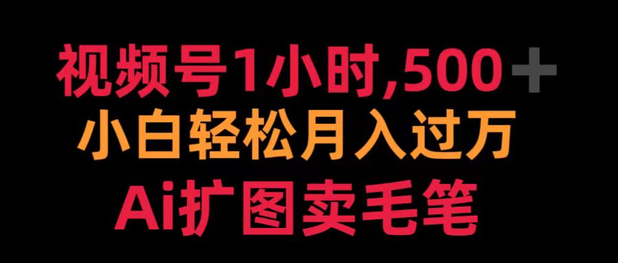 视频号1小时，500＋ 小白轻松月入过万 Ai扩图卖毛笔-爱省资源网