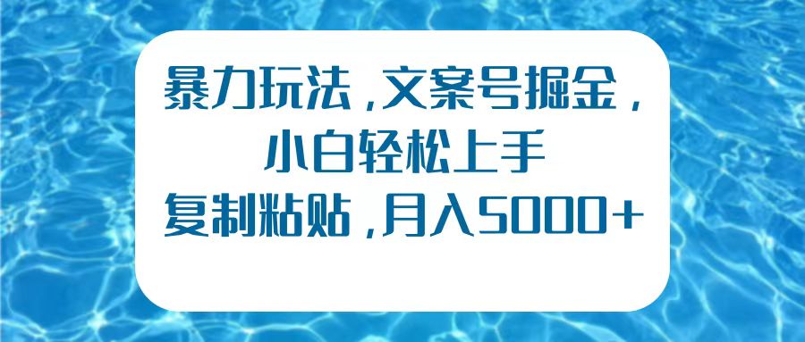 暴力玩法，文案号掘金，小白轻松上手，复制粘贴，月入5000+-爱省资源网
