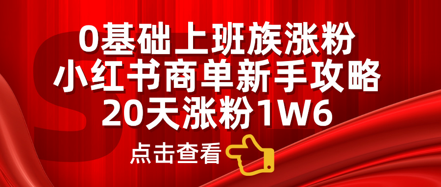 0基础上班族涨粉，小红书商单新手攻略，20天涨粉1.6w-爱省资源网