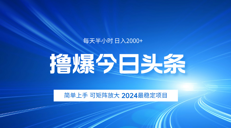 撸爆今日头条，简单无脑日入2000+-爱省资源网