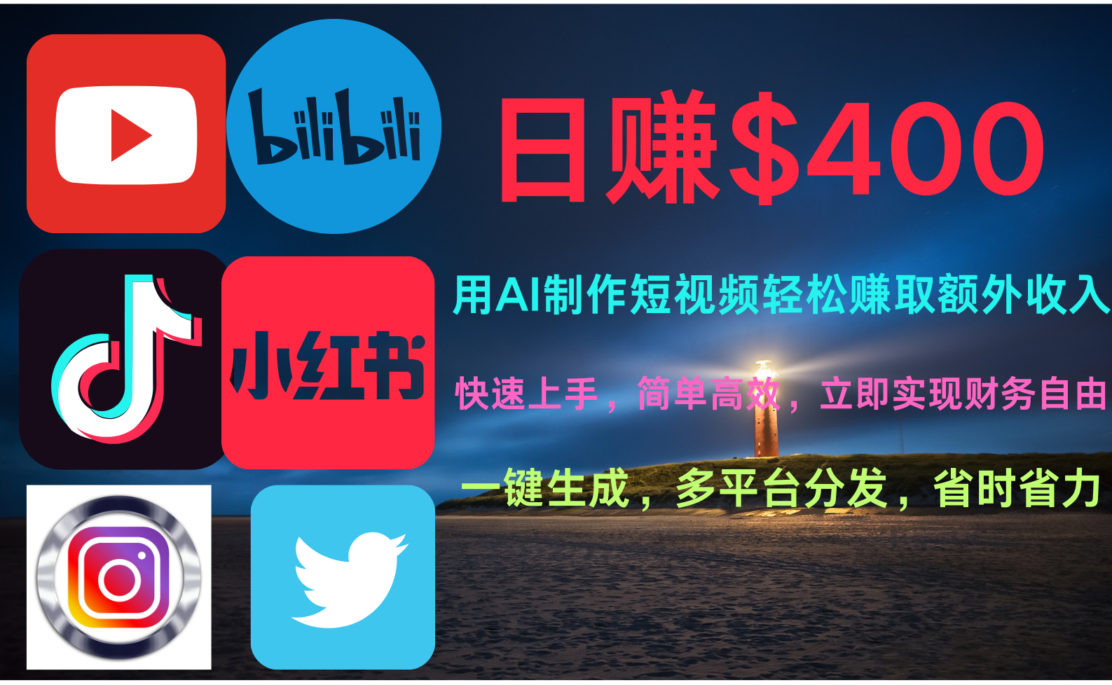 玩转全网视频平台，创造视频就能轻松赚取每天400美金-爱省资源网