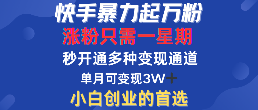 快手暴力起万粉，涨粉只需一星期！多种变现模式-爱省资源网