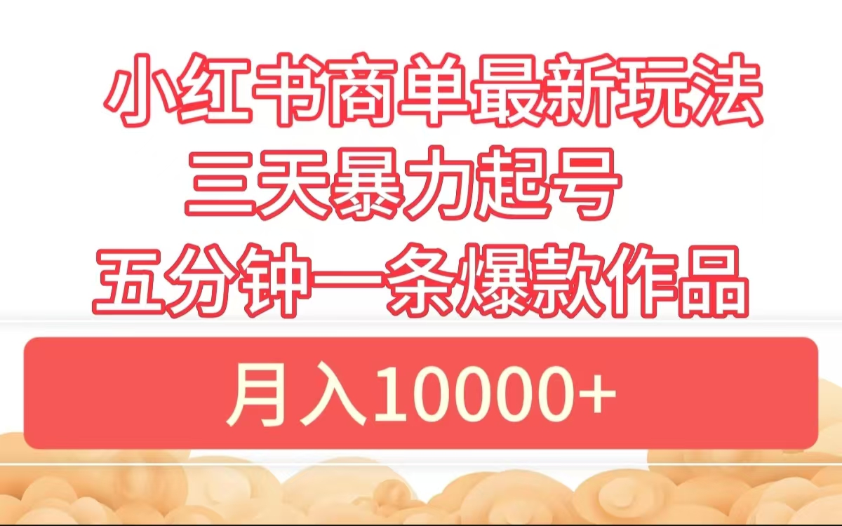 小红书商单最新玩法 3天暴力起号 5分钟一条爆款作品 月入10000+-爱省资源网