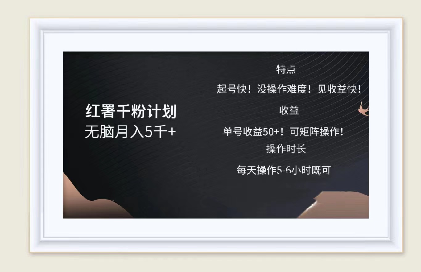 红薯千粉计划无脑月入5千➕！既做既赚！-爱省资源网