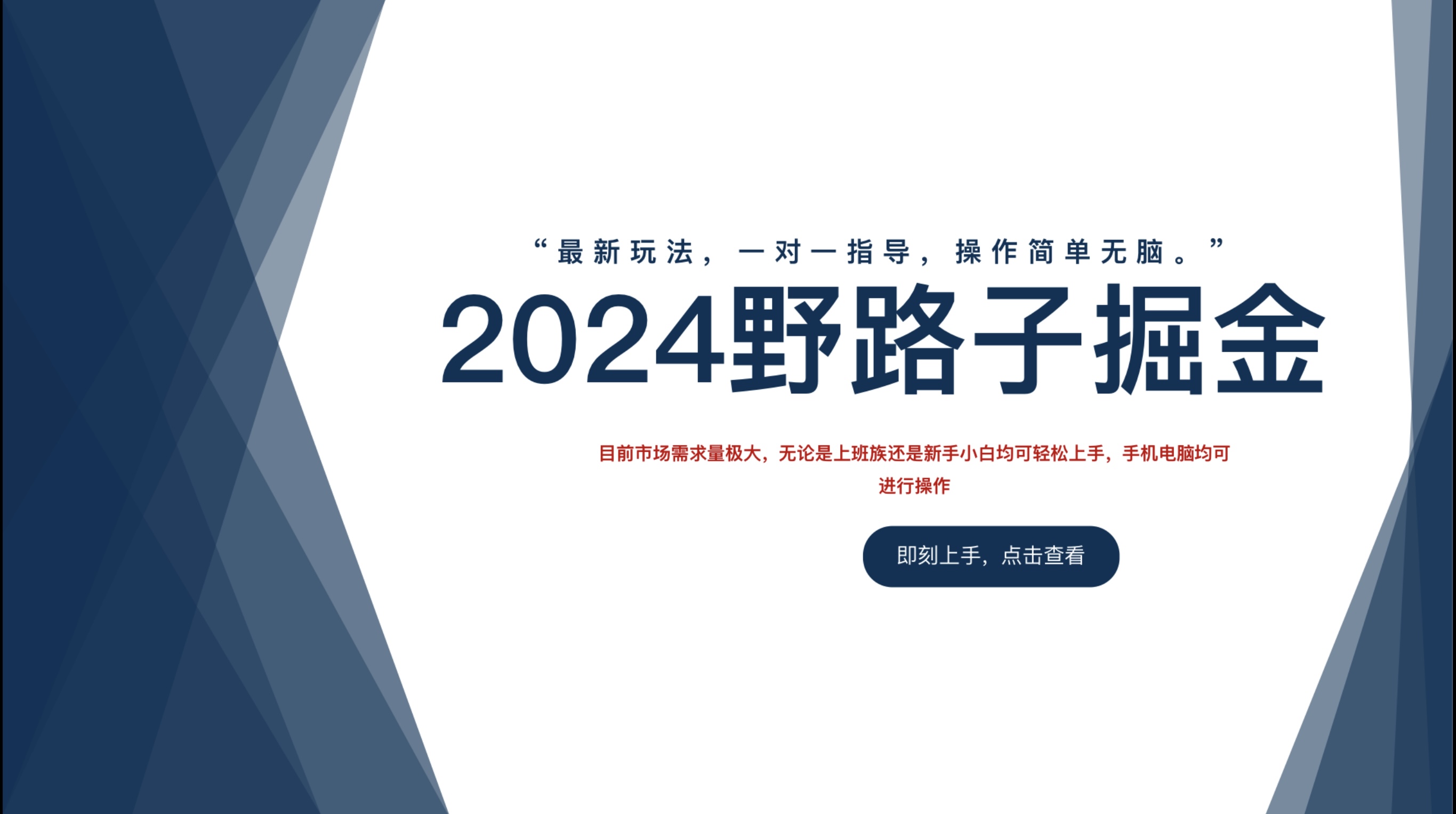 2024野路子掘金，最新玩 法， 一对一指导，操作简单无脑。-爱省资源网