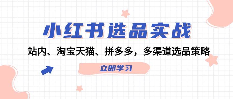 小红书选品实战：站内、淘宝天猫、拼多多，多渠道选品策略-爱省资源网
