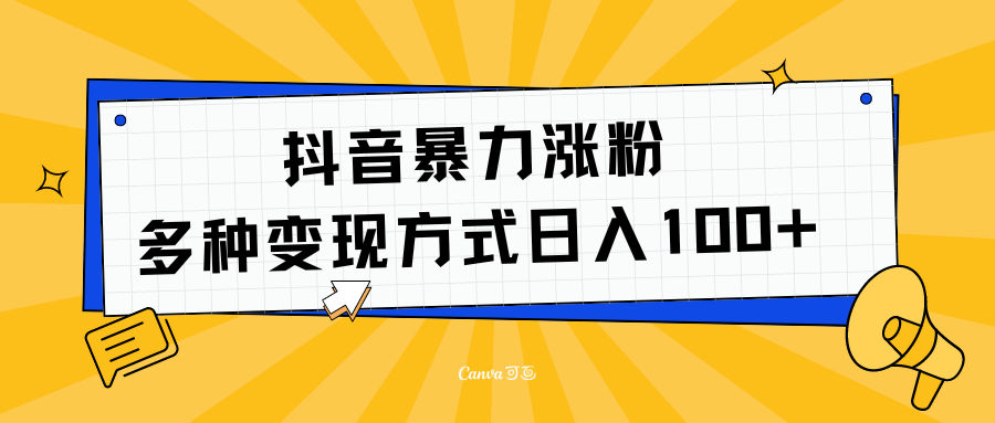 抖音暴力涨粉：多方式变现 日入100+-爱省资源网