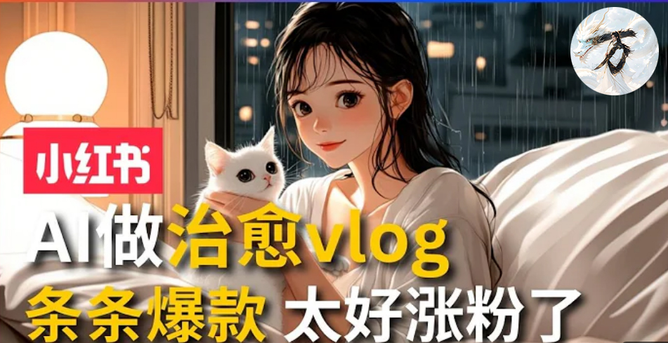 AI治愈系vlog动画视频，小红书7天 涨粉破千，商单报价1500+，0成本制作，日入2000+，有手就会 -爱省资源网