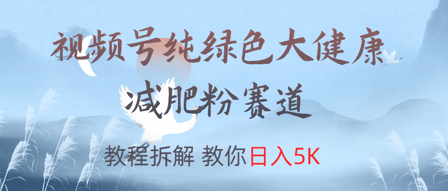 视频号纯绿色大健康粉赛道，教程拆解，教你日入5K-爱省资源网
