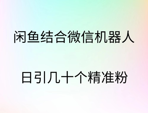闲鱼结合微信机器人，日引几十个精准粉-爱省资源网