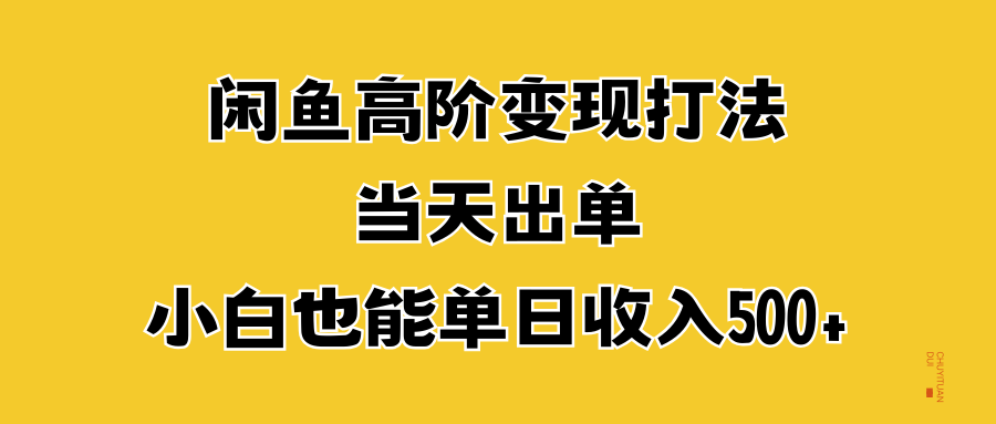 闲鱼高阶变现打法，当天出单，小白也能单日收入500+-爱省资源网