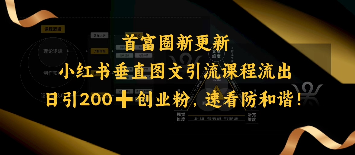 小红书垂直图文引流课程流出，日引200+创业粉，速看防和谐-爱省资源网