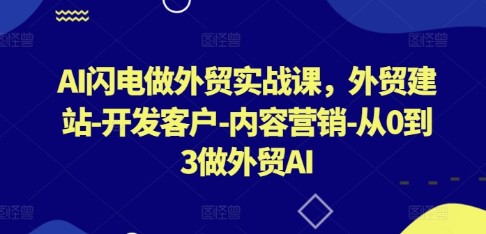 AI闪电做外贸实战课，​外贸建站-开发客户-内容营销-从0到3做外贸AI(更新)-爱省资源网