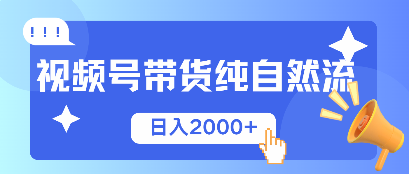 视频号带货，纯自然流，起号简单，爆率高轻松日入2000+-爱省资源网