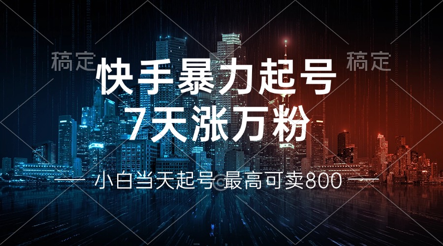 快手暴力起号，7天涨万粉，小白当天起号 多种变现方式，账号回收，单月…-爱省资源网