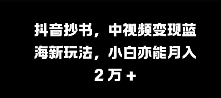 抖音抄书，中视频变现蓝海新玩法，小白亦能月入 过W【揭秘】-爱省资源网