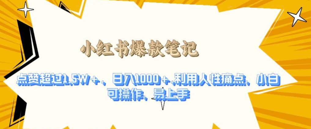 利用人性的痛点，打造爆款笔记，获得点赞超过1.5W+，日入1k【揭秘】-爱省资源网