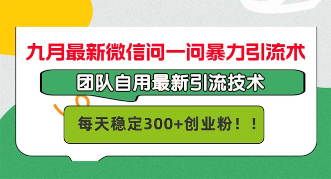 九月最新微信问一问暴力引流术，团队自用引流术，每天稳定300+创…-爱省资源网