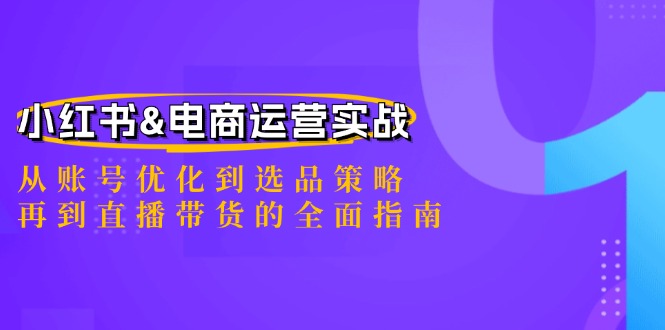 小红书&电商运营实战：从账号优化到选品策略，再到直播带货的全面指南-爱省资源网