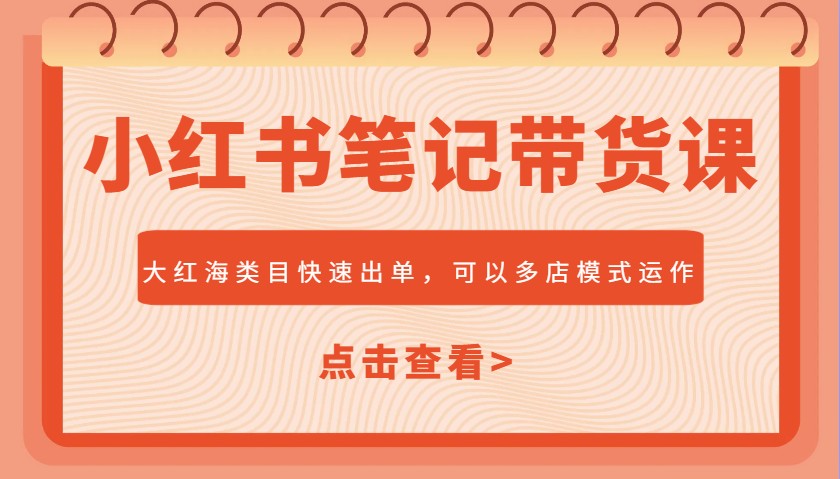 小红书笔记带货课，大红海类目快速出单，市场大，可以多店模式运作-爱省资源网