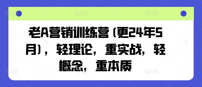 老A营销训练营(更24年10月)，轻理论，重实战，轻概念，重本质-爱省资源网