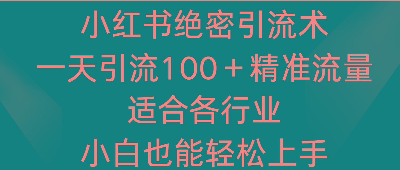 小红书绝密引流术，一天引流100＋精准流量，适合各个行业，小白也能轻松上手-爱省资源网