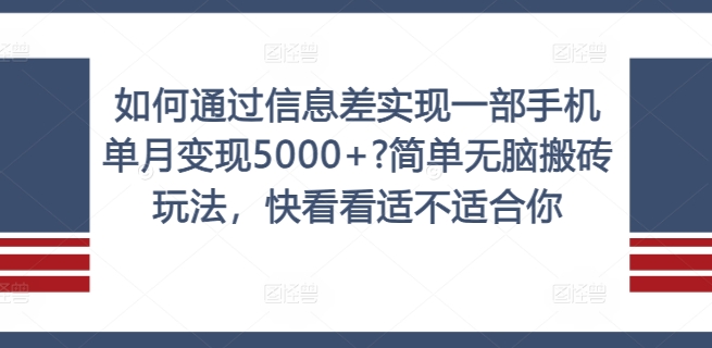 如何通过信息差实现一部手机单月变现5000+?简单无脑搬砖玩法，快看看适不适合你【揭秘】-爱省资源网