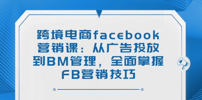 跨境电商facebook营销课：从广告投放到BM管理，全面掌握FB营销技巧-爱省资源网