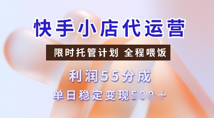 快手小店代运营，限时托管计划，收益55分，单日稳定变现多张【揭秘】-爱省资源网
