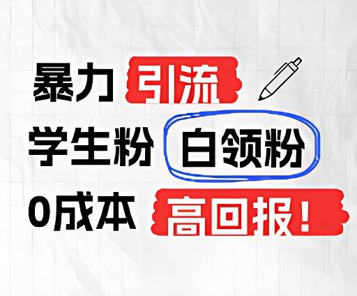 暴力引流学生粉白领粉，吊打以往垃圾玩法，0成本，高回报-爱省资源网