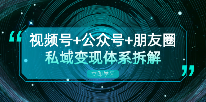 视频号+公众号+朋友圈私域变现体系拆解，全体平台流量枯竭下的应对策略-爱省资源网