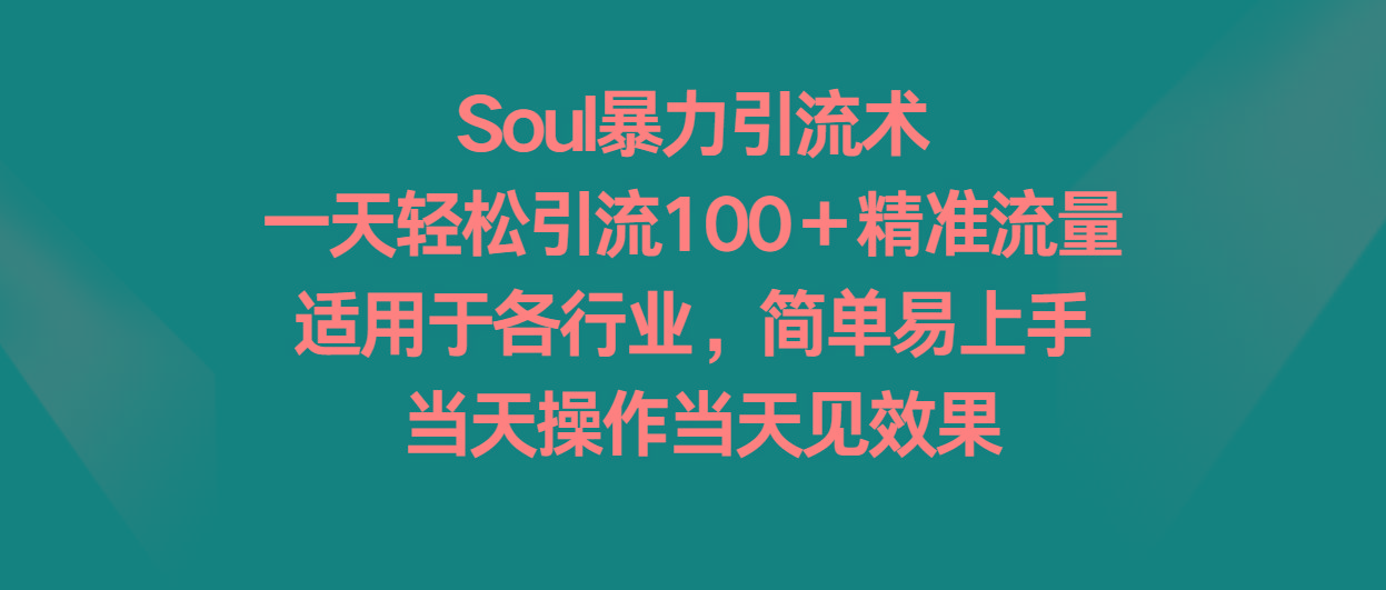 Soul暴力引流术，一天轻松引流100＋精准流量，适用于各行业，简单易上手！-爱省资源网