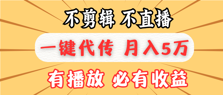 不剪辑不直播，一键代发，月入5万懒人必备，我出视频你来发-爱省资源网