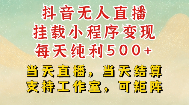 抖音无人直播挂载小程序变现每天纯利500+当天直播，当天结算支持工作室，可矩阵【揭秘】-爱省资源网