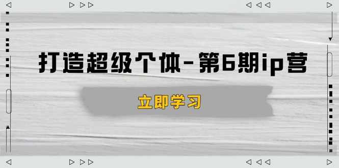 打造 超级个体-第6期ip营：商业认知,产品设计,成交演练,解决知识变现难题-爱省资源网