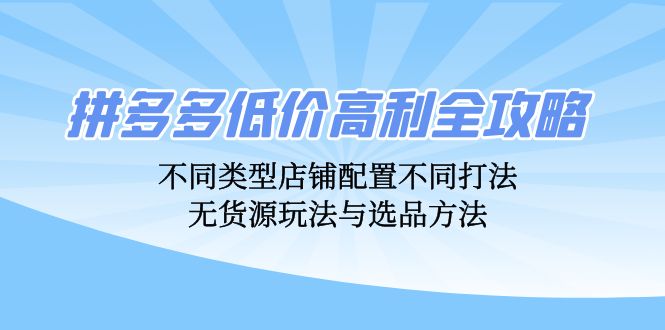 拼多多低价高利全攻略：不同类型店铺配置不同打法，无货源玩法与选品方法-爱省资源网