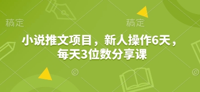 小说推文项目，新人操作6天，每天3位数分享课-爱省资源网